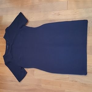 Mario Serrani Italy dark navy Ribbed short sleeve sheath dress medium‎